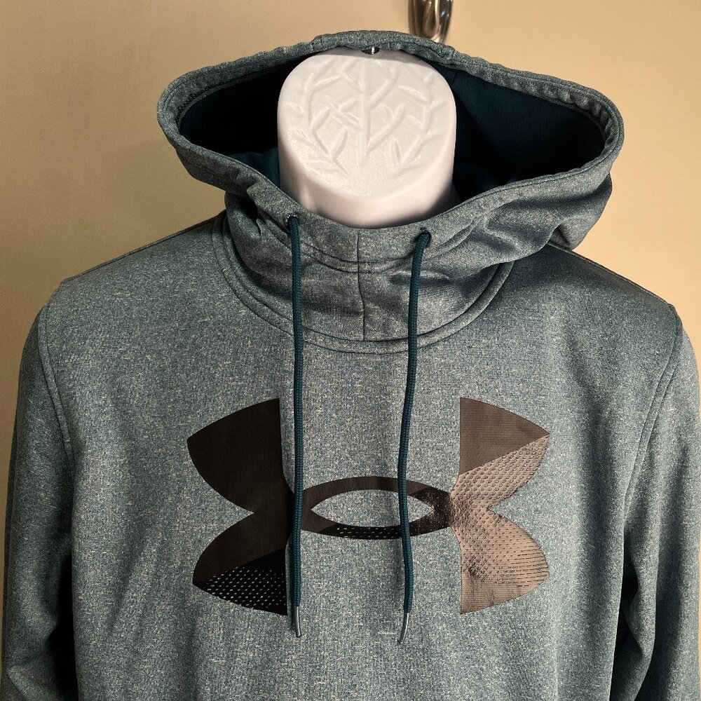 Under Armour ColdGear Hoodie Men’s Small Green Hooded Sweatshirt Athletic EUC 🔥
